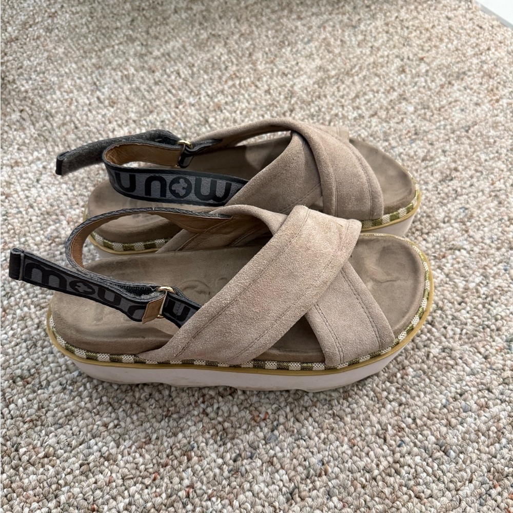 Mou Grey Suede Sandals with Straps